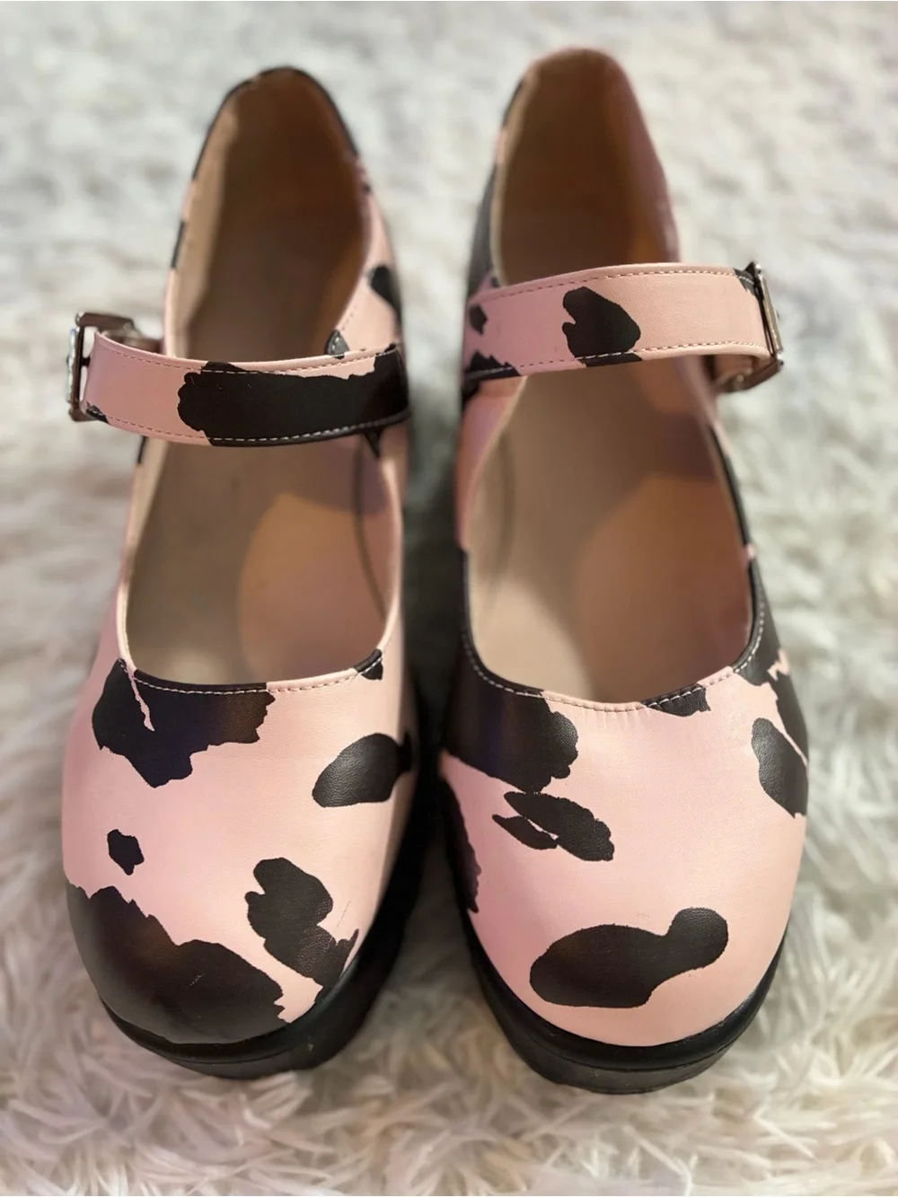 Dolls Kill Koi Harajuku Lolita Cow Kawaii Print Platform Chunky Heel Mary Jane 6